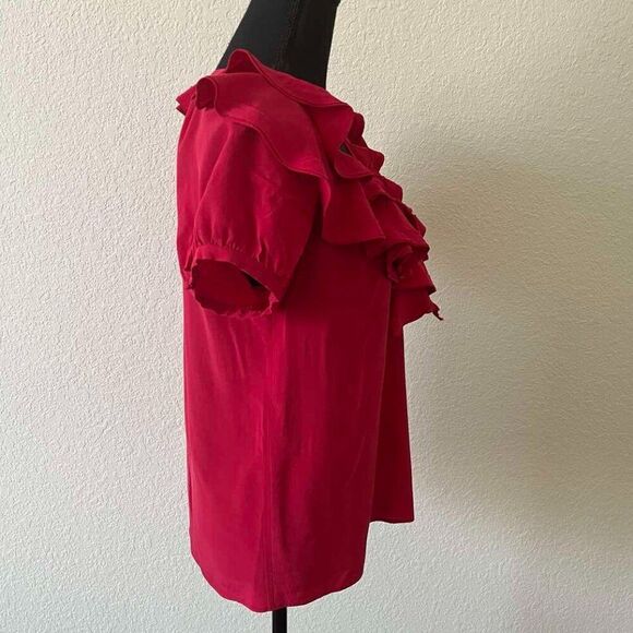 Joie 100% silk ruffle red blouse, size XS - Picture 3 of 12